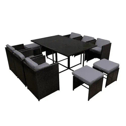 11 PC Rattan Dining Patio Furniture Set ~ Mitch's Backyard