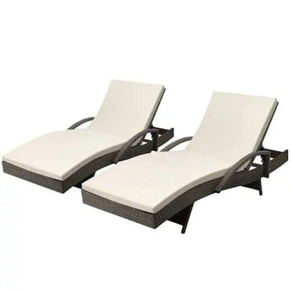 2 Curved-Design Rattan Sun Lounge Furniture Set ~ Mitch's Backyard