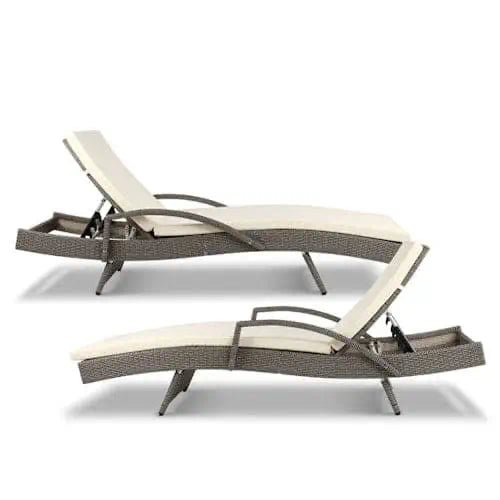 2 Curved-Design Rattan Sun Lounge Furniture Set ~ Mitch's Backyard