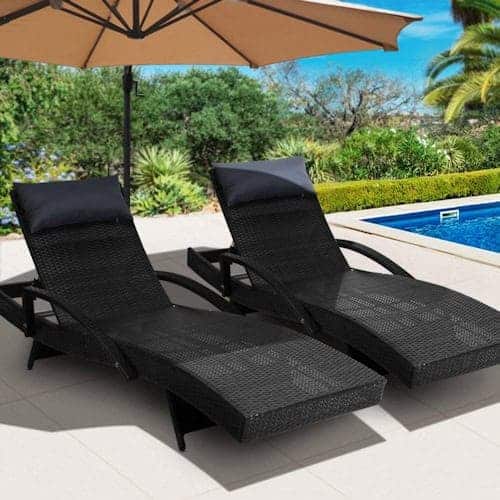 2 Curved-Design Rattan Sun Lounge Set ~ Mitch's Backyard