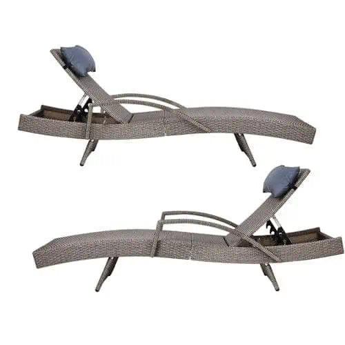 2 Curved-Design Rattan Sun Lounge Set ~ Mitch's Backyard