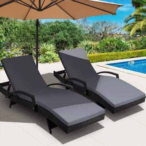 2 Curved-Design Rattan Sun Lounge Set ~ Mitch's Backyard