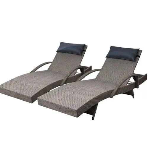 2 Curved-Design Rattan Sun Lounge Set ~ Mitch's Backyard