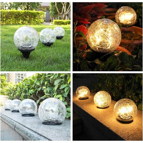 2 LED Solar Crackled Glass Ball Lights ~ Mitch's Backyard