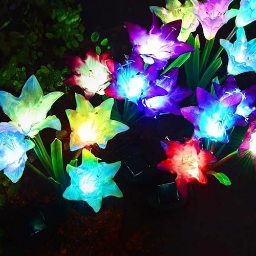 2 LED Solar Lily Flower Garden Lights ~ Mitch's Backyard