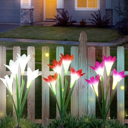 2 LED Solar Lily Flower Garden Lights ~ Mitch's Backyard