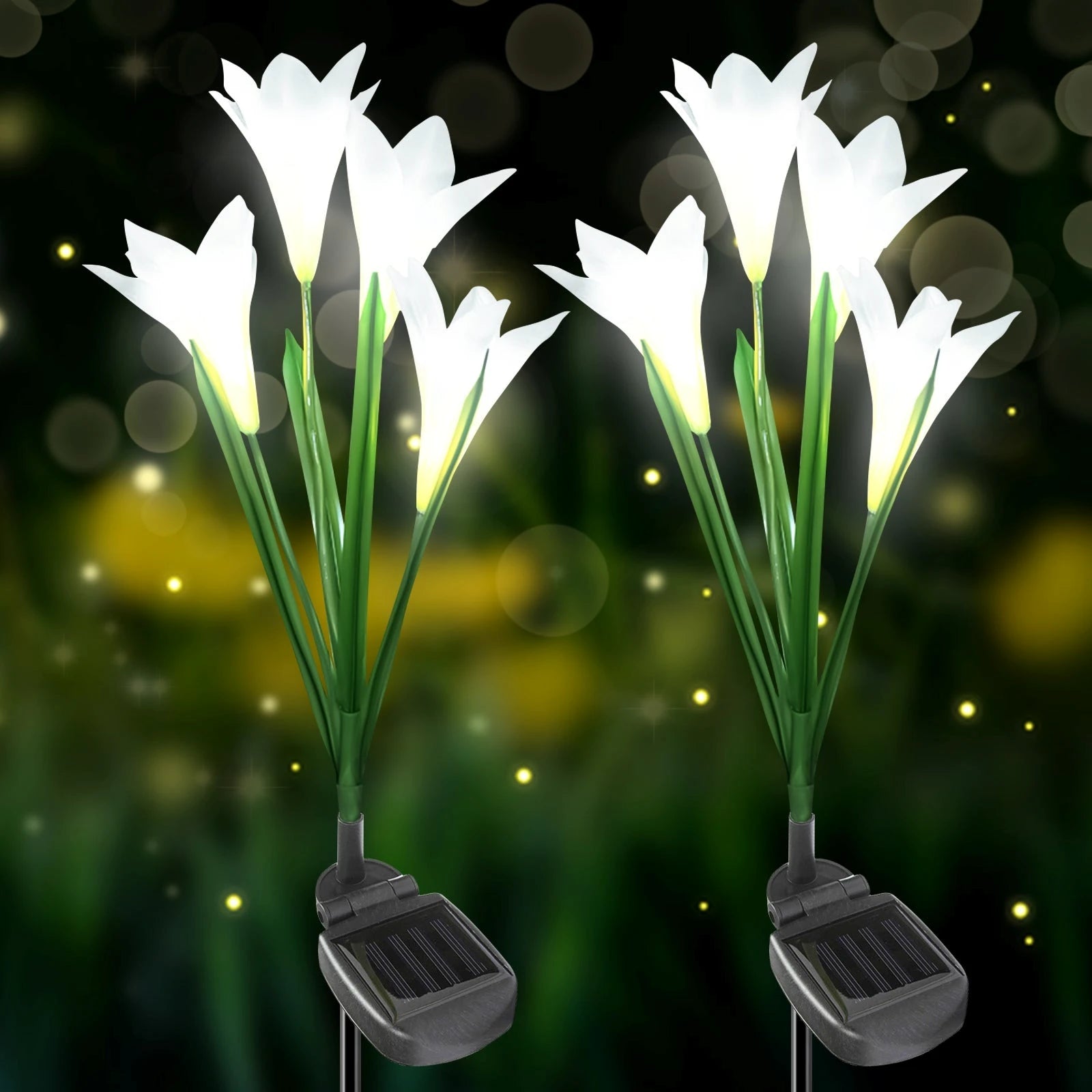 2 LED Solar Lily Flower Garden Lights ~ Mitch's Backyard