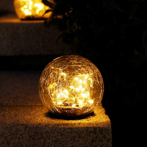 2 LED Solar Crackled Glass Ball Lights