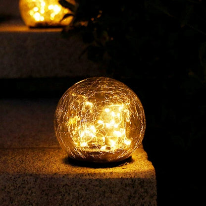 2 LED Solar Crackled Glass Ball Lights