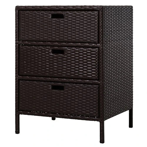 3 - Drawer Rattan Patio Storage Cabinet ~ Mitch's Backyard