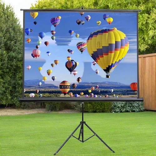 4:3 HD Portable Pull Up Projector Screen With Tripod ~ Mitch's Backyard