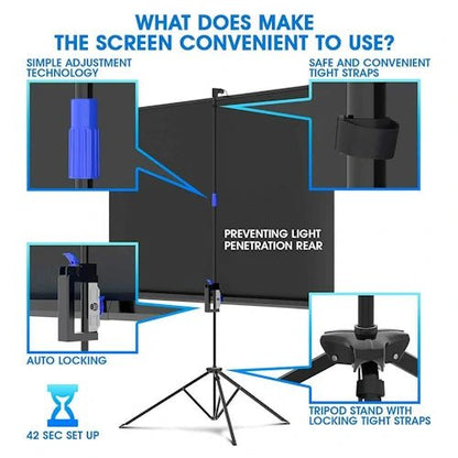 4:3 HD Portable Pull Up Projector Screen With Tripod ~ Mitch's Backyard