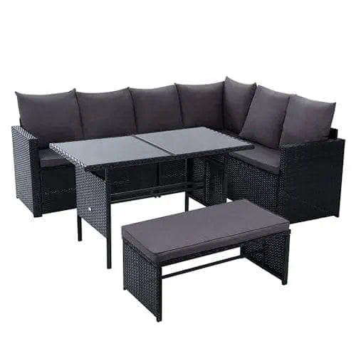 5 PC Rattan Sectional Dining Patio Set ~ Mitch's Backyard