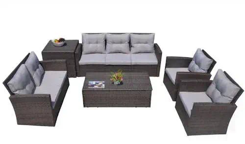 6 PC Rattan Patio Furniture Set ~ Mitch's Backyard