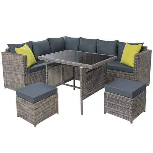 6 PC Rattan Sectional Dining Patio Furniture Set ~ Mitch's Backyard