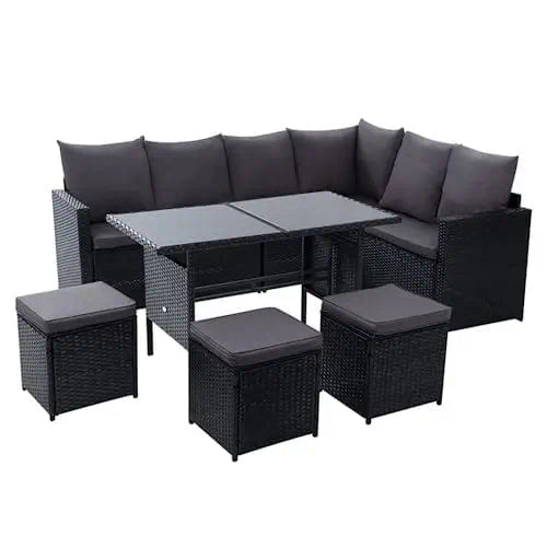 7PC Rattan Sectional Dining Patio Set ~ Mitch's Backyard