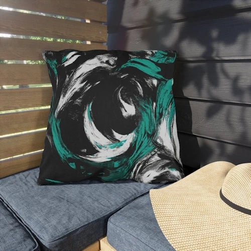 Black Green White Abstract Pattern Throw Pillow ~ Mitch's Backyard