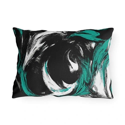 Black Green White Abstract Pattern Throw Pillow ~ Mitch's Backyard