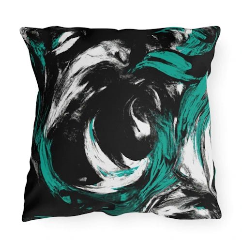 Black Green White Abstract Pattern Throw Pillow ~ Mitch's Backyard