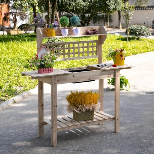 Expandable Wooden Garden Potting Table ~ Mitch's Backyard