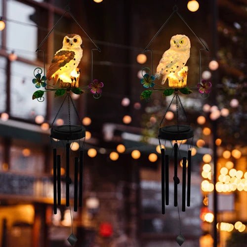 LED Solar Owl Wind Chime Light ~ Mitch's Backyard