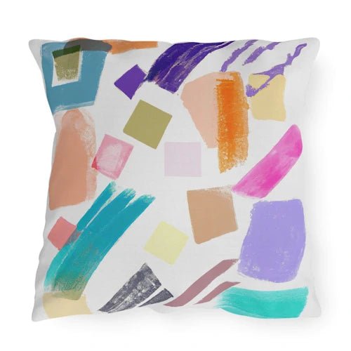 Multicolor Pastel Geometric Brush Throw Pillow ~ Mitch's Backyard