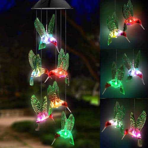 Multicolored LED Solar Light Hummingbird Mobile ~ Mitch's Backyard