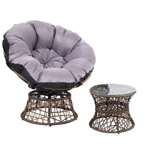 Papasan Rattan Chair & Table Patio Set ~ Mitch's Backyard