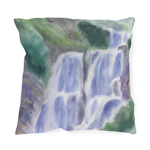 Purple Watercolor Waterfall Throw Pillow ~ Mitch's Backyard