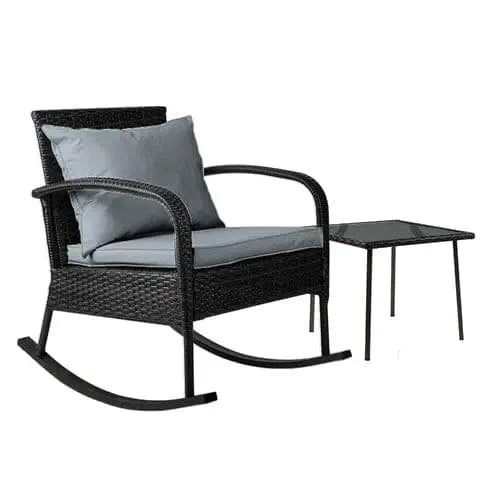 Rattan Garden Rocking Chair & Table Furniture Set ~ Mitch's Backyard