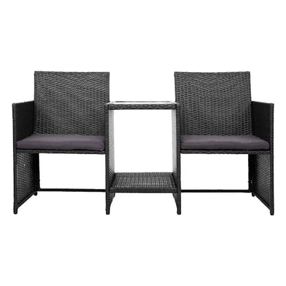 Rattan Loveseat With Built - in Middle Table ~ Mitch's Backyard