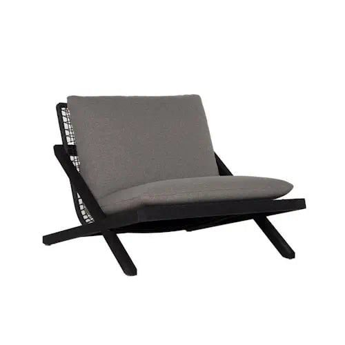 Teak Wood & Gracebay Grey Fabric Lounge Chair ~ Mitch's Backyard