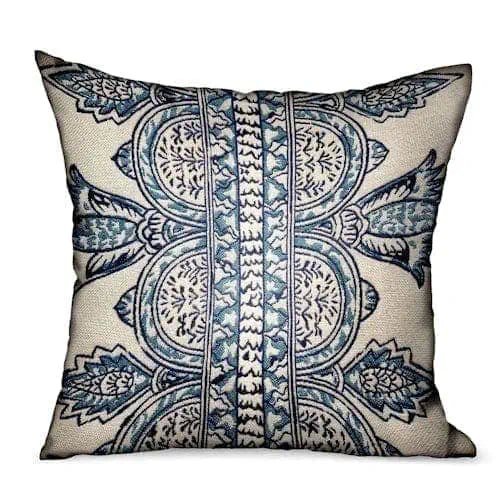 White & Blue Paisley Luxury Throw Pillow ~ Mitch's Backyard