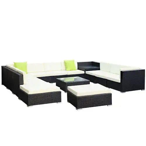 13 PC Rattan Sectional Patio Furniture Set ~ Mitch's Backyard