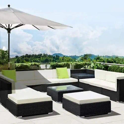 13 PC Rattan Sectional Patio Furniture Set ~ Mitch's Backyard