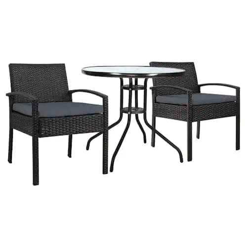 3 PC Rattan Dining Patio Furniture Set ~ Mitch's Backyard